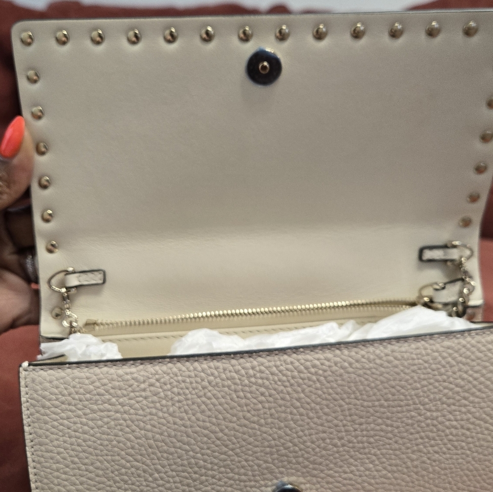 Valentino Garavani Cream Studded Handbag - Picture 10 of 10